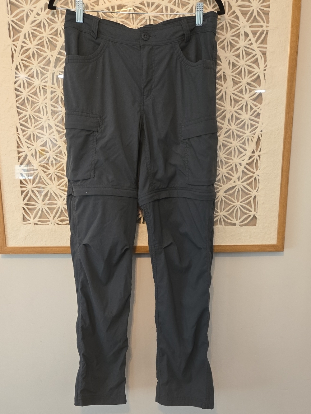 REI Convertible Cargo Pants Women's 6 Grey Teal Zip-Off Shorts Hiking Outdoor